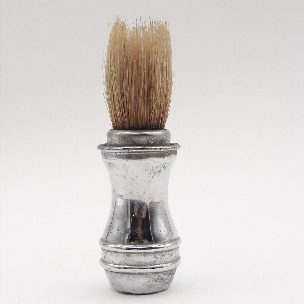 Vintage Rubberset Sterilized Metal Shaving Brush Antique Barber USA Grooming 4"